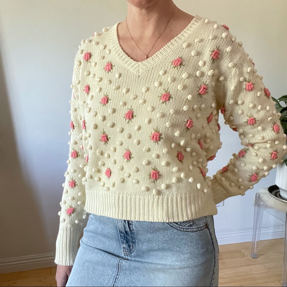 Zara Pom-Pom and Rose Sweater